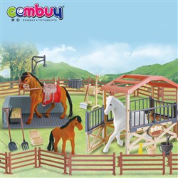 CB953752 CB953754 - Farm stable scene kids play mini model flocking toy horses